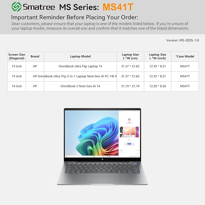 Smatree MS41T Hard EVA Protective Sleeve Case with Stand Compatible for 14 inch HP OmniBook Ultra Flip Next Gen AI PC/Ultra Flip 14, OmniBook 5/EliteBook X G1a/ZBookUltra G1a Next Gen AI, White