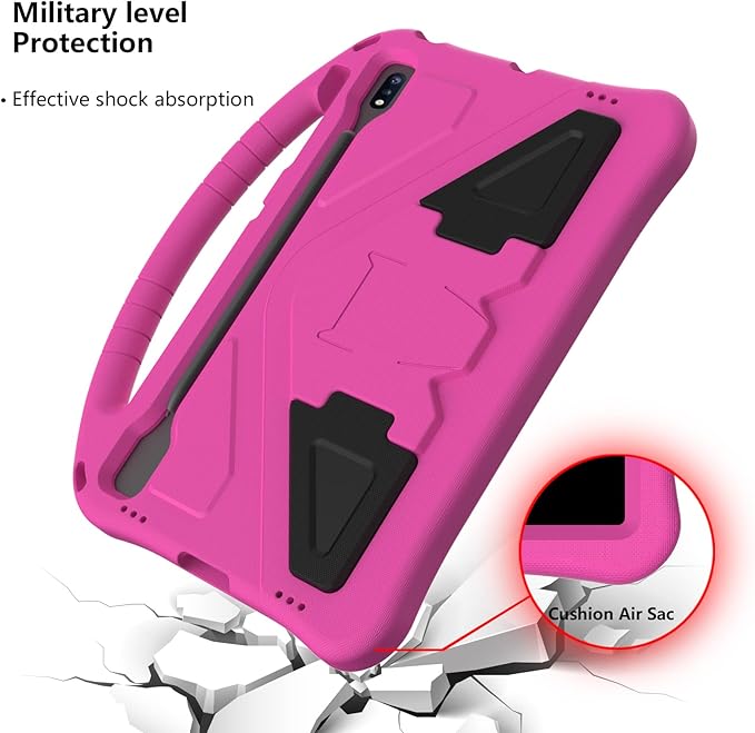 Kids Case for Samsung Galaxy Tab S10+/S9+/S8+/S7 FE/S7+/S9 FE+ 12.4", Techcircle Light Weight Shock Proof EVA Foam Handle Rugged Stand Protective Case for Galaxy Tab S9 FE Plus/S10 Plus 2024, Rose