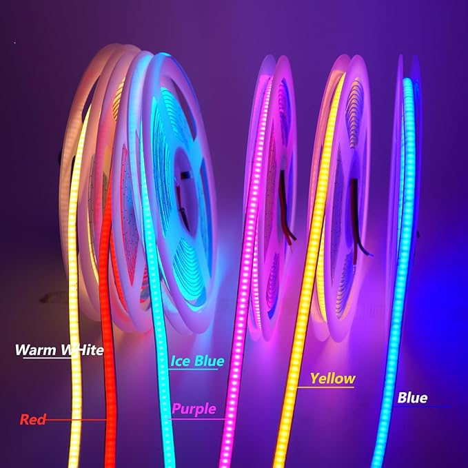 Pink COB LED Strip Light,12V 400LEDs/m RA>90 High CRI LED Tape Light,Cuttable Flexible,16.4FT 2000LEDs IP30 COB LED Light for Indoor House Bedroom Decor (Pink)