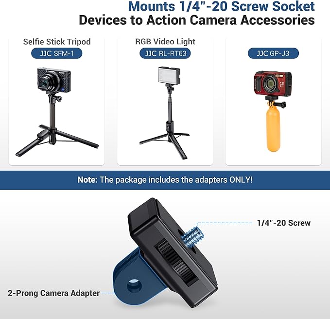 2-Pack Action Camera Mount Screw Tripod Adapter,1/4"-20 Adapter Screw Camera Mount for Insta360 X4 X3 Osmo Pocket 3 XT-50 EOS T7 DSLR Microphone Flash LED Light Selfie Stick Monopod for Vlogging Vedio
