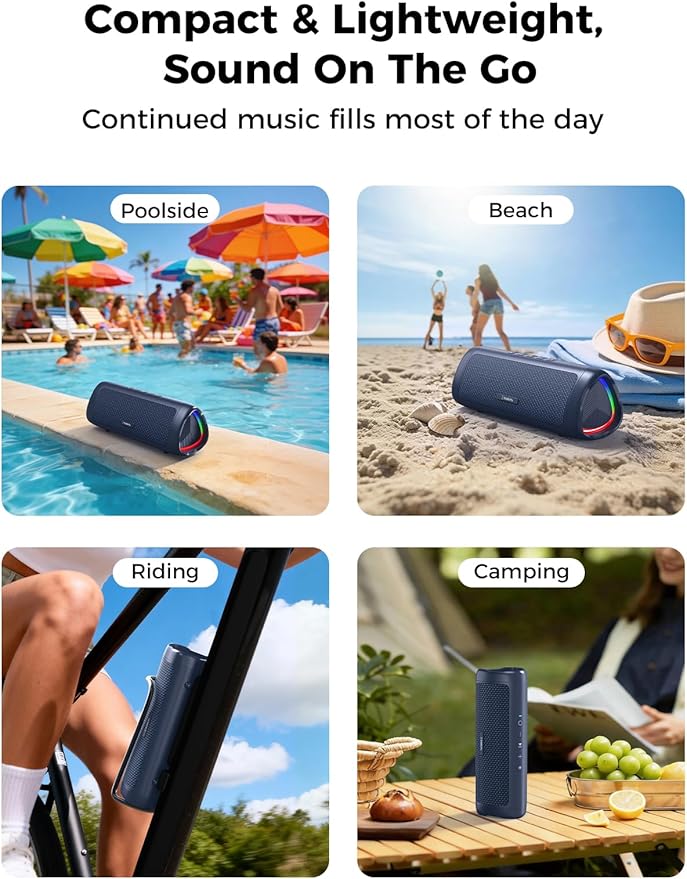 BolaButty Bluetooth Speaker Portable Wireless, IPX5 Waterproof, Up to 20H Playtime, TWS Pairing, BT5.3, for Home/Party/Outdoor/Camping/Beach Essentials, Birthday Gift (Navy)