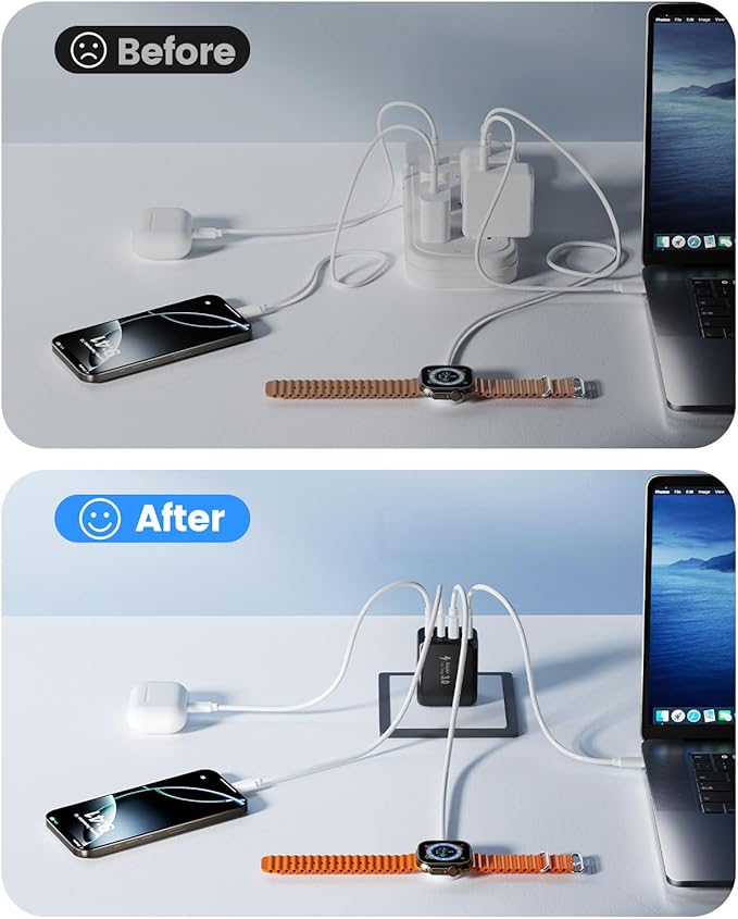 40W USB C Charger Block, 2-Pack 4-Port Fast Charging Block Power Adapter, Dual PD & QC Type-C Multiport Wall Charger for iPhone 17 16 15 14 13 12 11 Pro Max, Samsung, Tablets