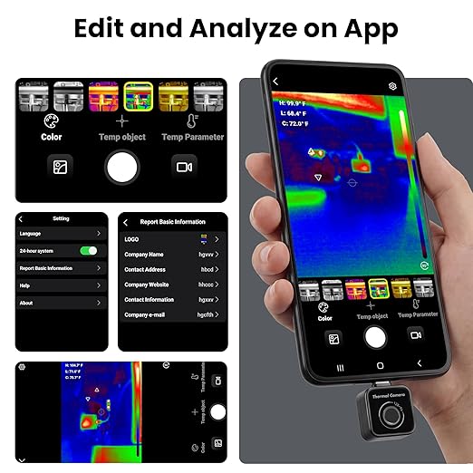 Thermal Camera, Thermal Imaging Camera for Android, 128x96 Ture IR Resolution Infrared Camera, 14℉ to 842℉（-10℃ to 450℃), 10 Color Palettes