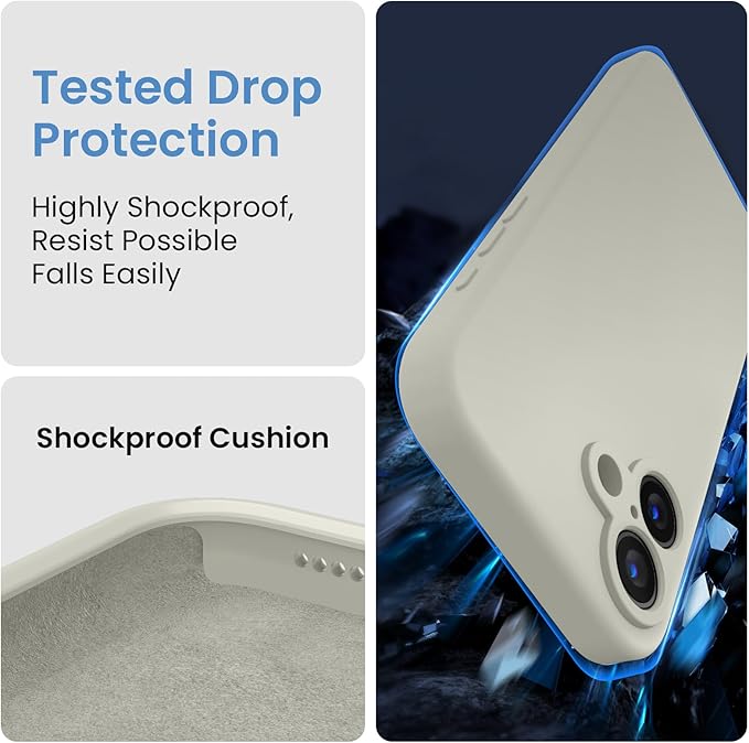 FireNova Designed for iPhone 16 Case, Silicone Upgraded [Camera Protection] Phone Case, Soft Anti-Scratch Microfiber Lining Inside, 6.1 inch, Stone