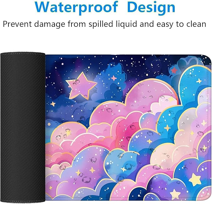 Colorful Cloud Gaming Mouse Pad Anime Rainbow Cute Clouds Mousepad XL Large Gaming Mouse Pad Laptop Keyboard Mat Desk Pad 31.5"x11.8" Office Home Decor for Women Girl