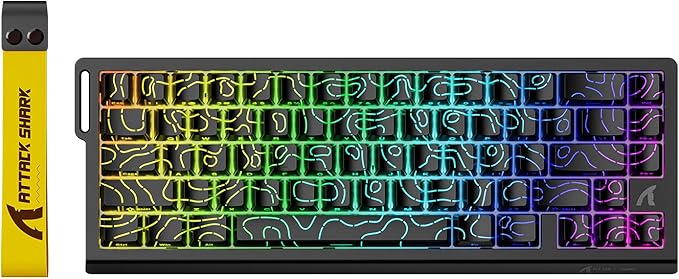 ATTACK SHARK X68 HE Rapid Trigger Mechanical Gaming Keyboard 60% Wired with Adjustable Actuation,Hall Effect Magnetic Switch,8KHz Polling Rate,RGB Backlit,Top Mount,Side Printed Keycap(Black Contour)