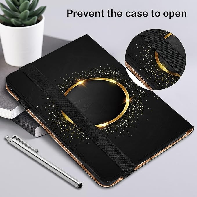 Case for iPad 11th Generation 11 Inch 2025 A16, iPad 10th Generation 10.9 inch 2022, Auto Wake/Sleep,Slim Stand Smart PU Leather Protective Cover - Gold Hoop
