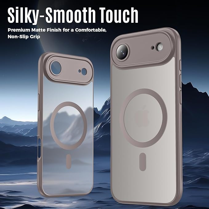 Symcele Designed for iPhone Air Case, Compatible with MagSafe, [Camera Protection] [15FT Military Drop Protection] Shockproof Translucent Matte Anti-Slip Thin Slim Phone Case, 6.5", Natural Titanium
