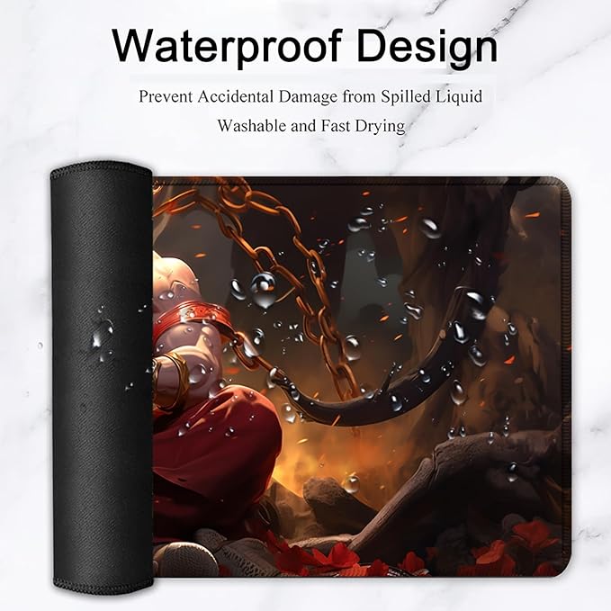 Large Mouse Pad, 31.5 x 11.8in Extended Gaming Mouse Pad with Stitched Edges, XXL Mousepad Protector Non Slip Rubber Base for Office and Home Writing Mat, Anime Cool Warriors Pattern Black Desk Mat