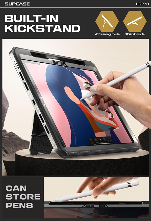 SUPCASE for iPad Pro 13 Inch Case M5/M4 (2025/2024) with Pencil Holder (Unicorn Beetle Pro), [Built-in Screen Protector & Stand] Full-Body Rugged Cover for iPad Pro 13 '' M5/M4, Black