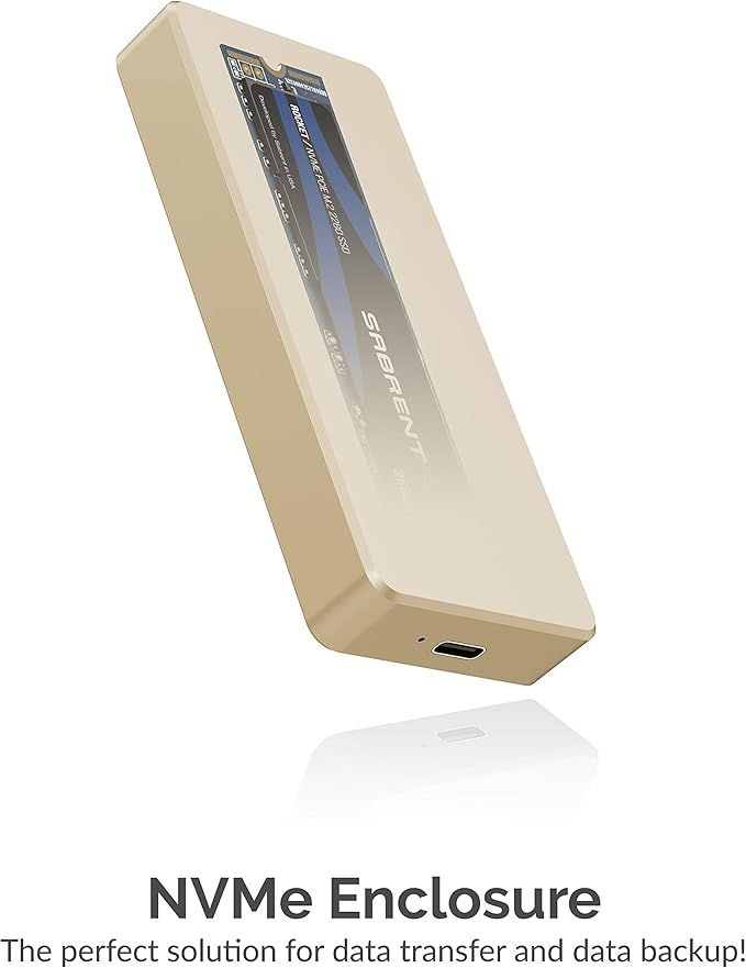 SABRENT USB Type-C Aluminum Enclosure for M.2 NVMe SSD in Gold (EC-NVME-GLD)
