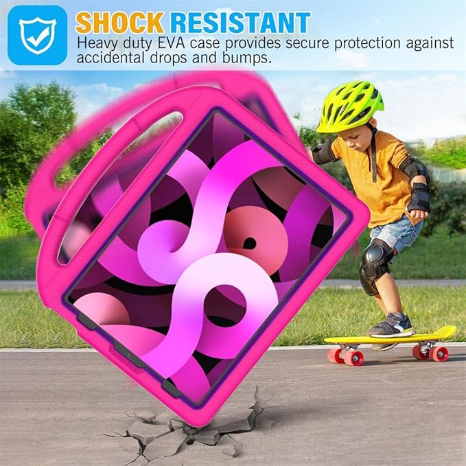 SUPLIK Kids Case for iPad Air 5th/4th Generation (10.9 inch,2022/2020), Built with Screen Protector, iPad Air 5 Kidproof Case with Handle Stand for Apple iPad Air 4/5&Pro 11 Old Version, Pink&Purple