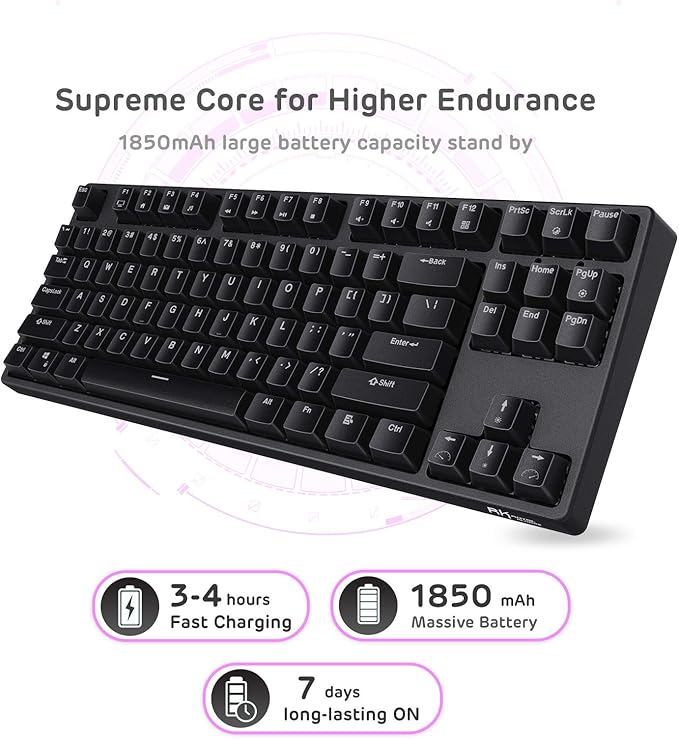 RK ROYAL KLUDGE RK87 Sink87G RGB 80% Mechanical Keyboard, Wireless 2.4G Tenkeyless Mechanical Keyboard with Programmable Software, 87 Keys, Tactile Brown Switches