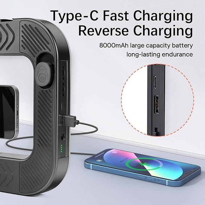 Smartphone Video Rig with Light, Handheld LED Ring Light Selfie Light Phone Video Stabilizer, Built-in Battery for Camera, Smartphone, Action Camera, YouTube, TikTok, Vlogging, Makeup