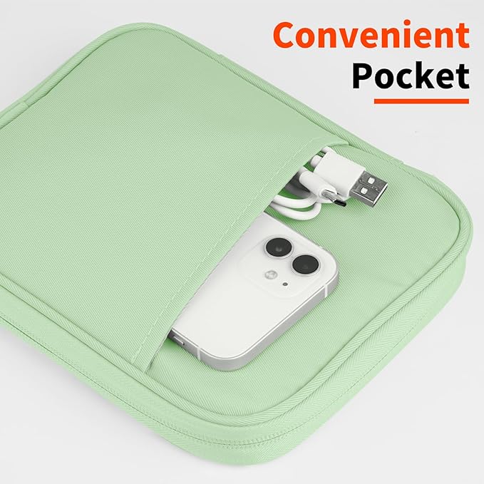 HoYiXi Universal Sleeve Bag for 6",6.8",7" Kindle Paperwhite/Colorsoft 2024-2012 Compatible with 6"-6.8" All-New Kindle/Kobo/Tolino/Sony,6" EReader with Anti-Drop Protective Cover,Green