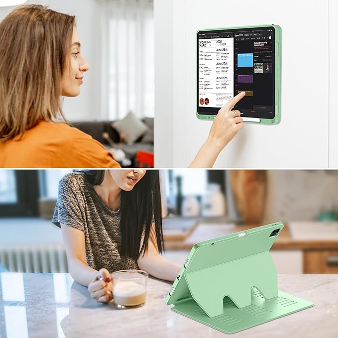 VIKESI Case for iPad Pro 12.9 6th / 5th / 4th / 3rd Generation Case 2022/2021/2020/2018,Multiple Angles Magnetic Stand Cover,Shockproof Soft Back,Pencil Holder,and Auto Sleep/Wake,Matcha