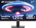 SANSUI 27 Inch Computer Monitor 120Hz, FHD 1080P Flat Monitor, HDMI DP Ports FreeSync, HDR, 110% sRGB, Tilt Adjustable Frameless VESA Compatible for Office and Home (ES-27F2, HDMI Cable Included)