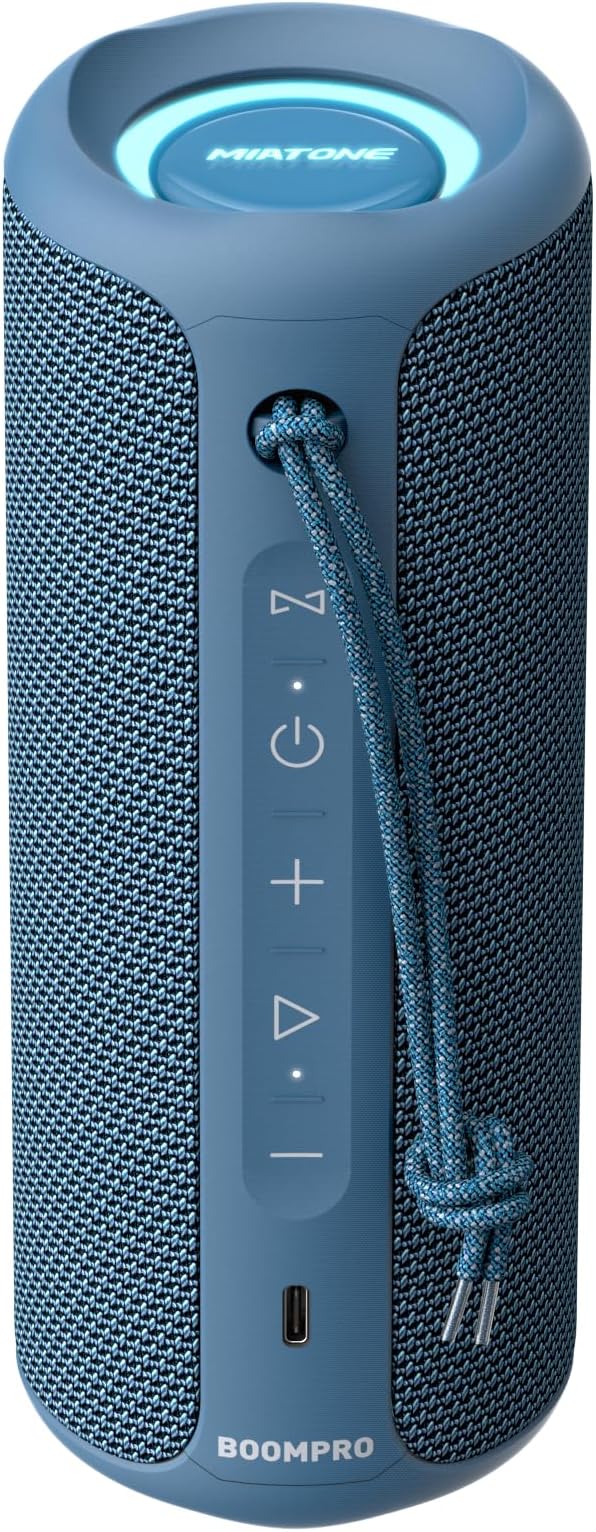 MIATONE Bluetooth Speakers 36W TWS Portable Speaker with Stereo Sound Bass, Bluetooth 5.3 Wireless USB Type C Outdoor, 5000mAh 24H Playtime IPX7 for Present, Boy Friend Gifts for him (Blue)