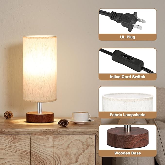 PartageiZ Small Table Lamp for Bedroom Set of 2 - Bedside Lamps for Night Stands, Minimalist Nightstand Light Lamp, Desk Lamps for Reading Room, Kids Room, Living Room, Office, Dorm