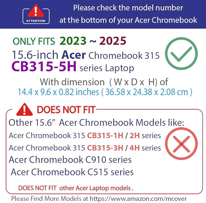 mCover Case ONLY Compatible for 2023-2025 15.6" Acer Chromebook 315 CB315-5H Series Notebook Computer (NOT Fitting Any Other Acer Models) - Red