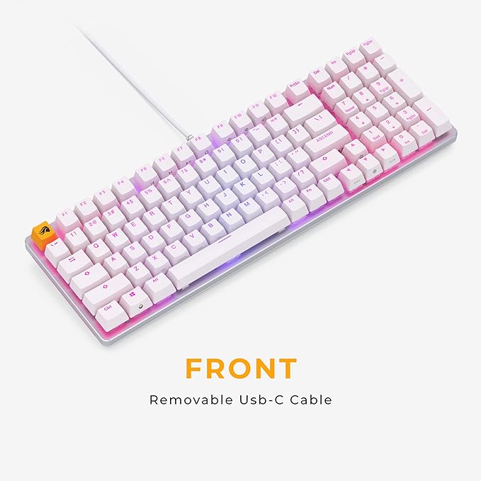 GLORIOUS GMMK 2 Small Gaming Keyboard Base- Barebones Kit- TKL Hot Swappable DIY White Mechanical Keyboard - Wired, RGB Backlit,- PC Setup Accessories- 65%, White