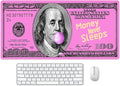 Pink 100 Dollar Bills Money Gaming Mouse Pad Hundreds of US Dollar Currency Non-Slip Rubber Mouse Pad for Computers, Laptop,Office, Home Rectangle Personalized Mousepad 31.5" x15.7"