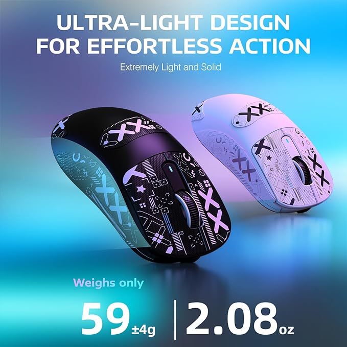 MANBASNAKE Attack Shark X3 Pro 4K/8K Hz Mouse, 59g Superlight BT/2.4G Wireless/Wired Gaming Mouse, PixArt PAW3395 Gaming Sensor, 26000 DPI, Griptape, Programmable Buttons for Win11/Xbox/PS/Mac(Black)