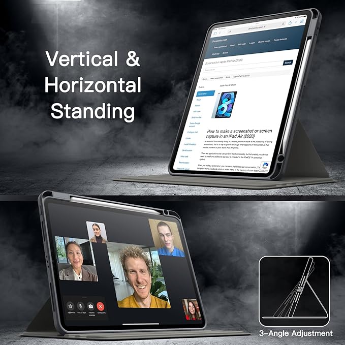 JETech Rotating Case for iPad Pro 11-Inch 2022/2021(4th/3rd gen) with Pencil Holder, 360 Degree Rotation Protective Stand Cover Clear Back, Auto Wake/Sleep (Space Gray)
