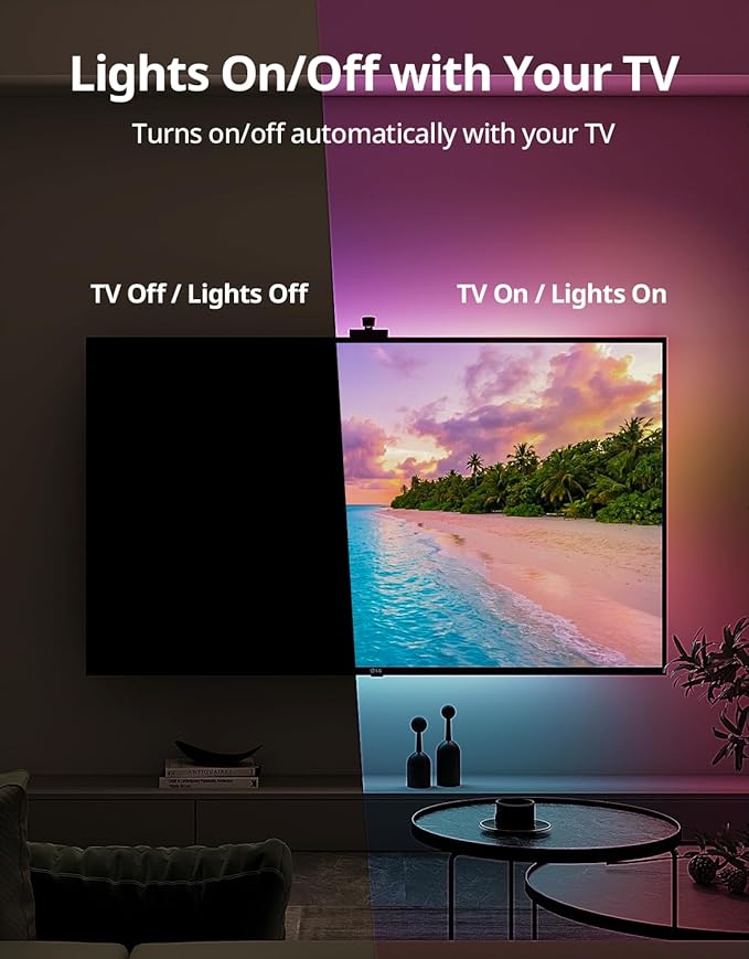 Ailofy TV Backlight with Camera for 75-85" TVs, 16.4ft LED Strip Lights, Real-Time Full-Screen Sync for Movies, Gaming & Music, Smart Bias Lighting, Works with Alexa & Google Assistant, App Control
