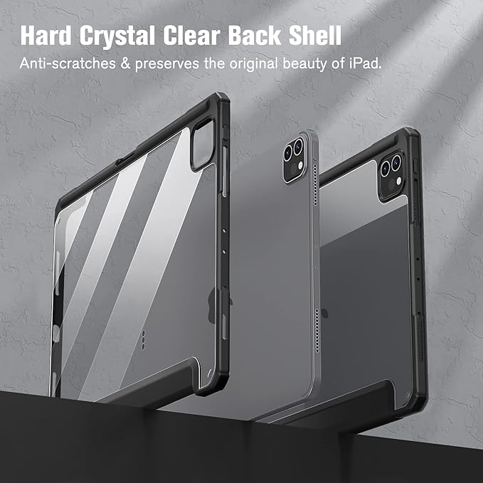 Fintie Hybrid Slim Case for iPad Pro 11-inch (4th / 3rd Generation) 2022/2021 - [Built-in Pencil Holder] Shockproof Cover w/Clear Transparent Back Shell, Also Fit iPad Pro 11" 2nd Gen, Black