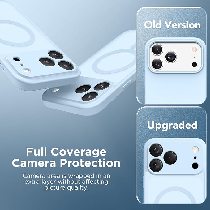 CAPRARO Magnetic for iPhone 17 Pro Max Case, Upgraded [Full Camera Protection] [Compatible with MagSafe] Protective Translucent Matte Women Girl Phone Case Cover, Light Blue