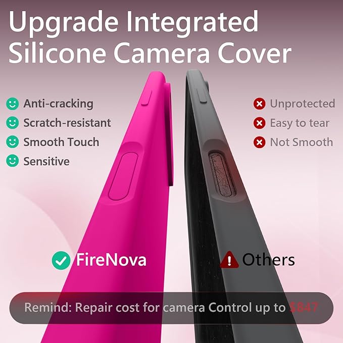 FireNova Magnetic for iPhone Air Case, Compatible with MagSafe, [Integrated Silicone Camera Control Button] [Camera Protection] Microfiber Lining Phone Case for iPhone 17 Air, 6.5", Hot Pink