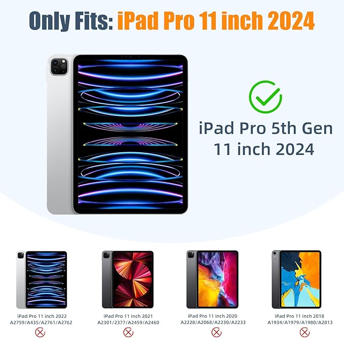 Kidopire New Compatible with iPad Pro 11 Inch Case (M4 2024/M5 2025) with Pencil Holder, Smart Cover with Protective Trifold Stand & Soft TPU Back, Auto Wake/Sleep, Support Pencil Pro, Dark Blue