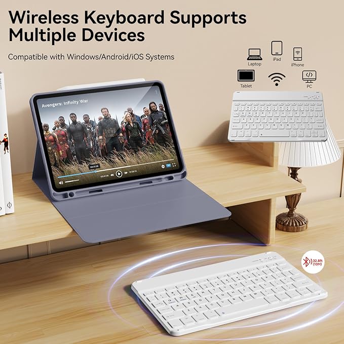 Keyboard Case for iPad Pro 11 Inch 4th Generation/Pro 3rd Gen/Pro 2nd Gen with Pencil Holder, Folio Detachable Wireless Bluetooth Keyboard & Flip Stand Case for iPad Pro 11 Inch, Purple