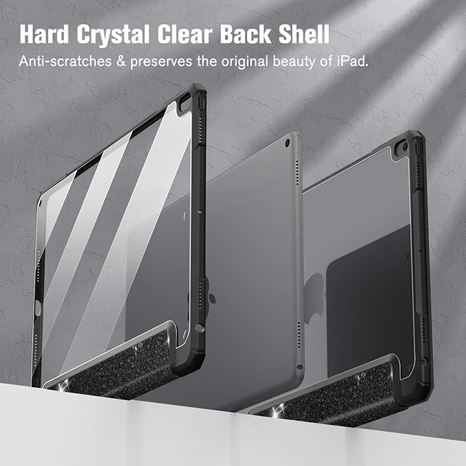 Fintie Hybrid Slim Case for iPad Air 3rd Generation 10.5" 2019 / iPad Pro 10.5 Inch 2017 - [Built-in Pencil Holder] Shockproof Cover with Clear Transparent Back Shell (Glittering Black)