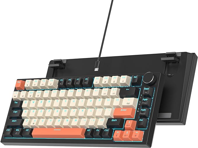 75% Mechanical Gaming Keyboard - Retro Gasket Mount, Hot Swappable, RGB Backlit TKL Custom Keyboard for PC Laptop Windows Gamers (Carbon)