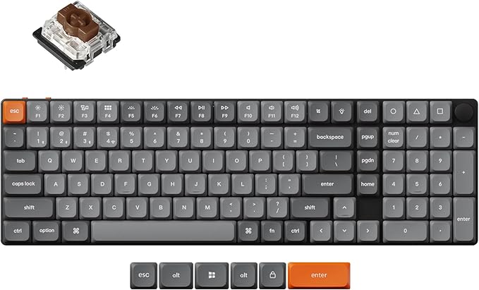 Keychron K17 Max 96% Layout Ultra-Slim Wireless Custom Mechanical Keyboard, QMK/VIA Programmable Bluetooth/2.4 GHz/Wired with NKRO White Backlit, Low Profile Gateron Brown Switch for Mac Win Linux