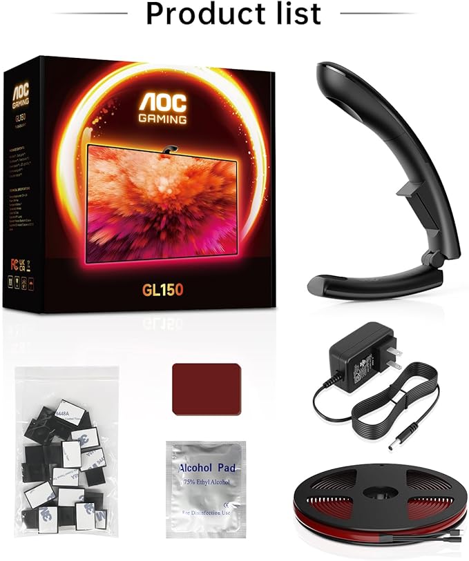 AOC TV Lights that Change with TV LED Backlight that Sync for 32-50 inch TVs, RGB Changing Strip Light with Sensor, Living Room Decor, Gifts for Men Gamers, Smart App Control, DIY Mode, 11.5FT