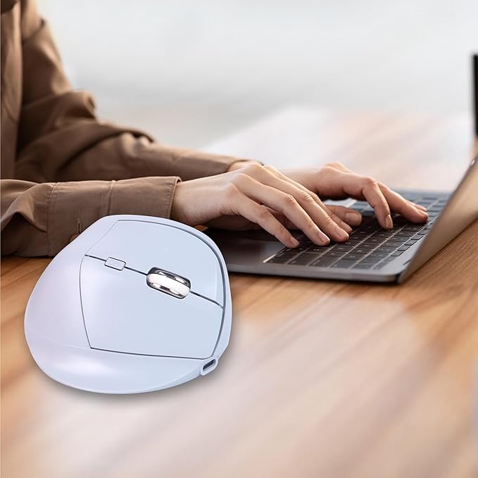 Bluetooth Mouse,Ergonomic Vertical Mouse Wireless Rechargeable Mice Dual Mode (Bluetooth & USB), Vertical Optical Mice with USB Receiver, 6 Buttons 1600 DPI for Laptop,Computer, Mac, Windows(blue)