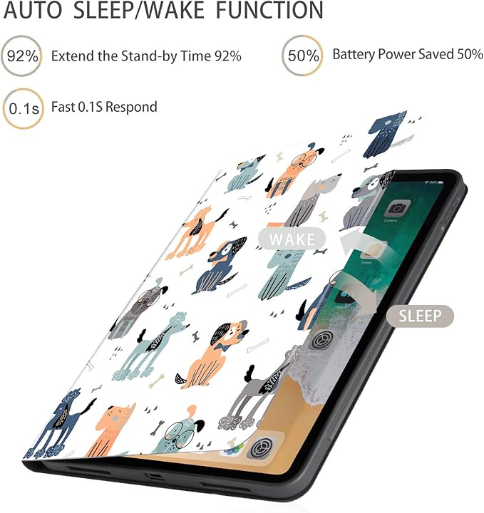 Case for iPad Air 11 Inch M3/M2 (2025/2024), iPad Air 5th/4th Generation 10.9 Inch Case 2022/2020, iPad air 11-inch case Kids Women Men Multi-Angle View Adjustable Stand with Auto Wake/Sleep, Dog