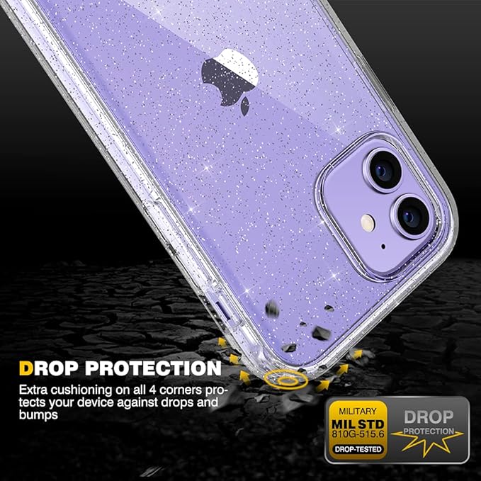 Diaclara Designed for iPhone 12 Mini Case, Full Body Rugged with Built-in Touch Sensitive Anti-Scratch Screen Protector, Soft TPU Bumper Case for iPhone 12 Mini 5.4" (Clear Glitter)