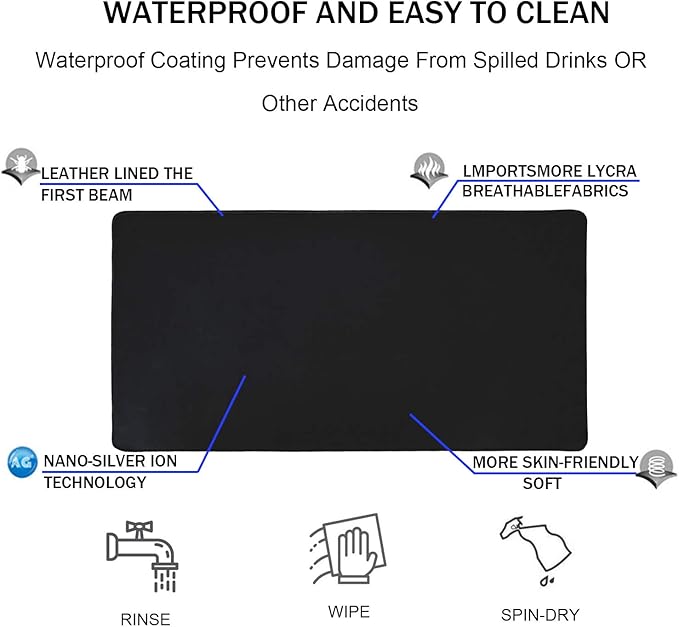 TEDNETGO Large Gaming Mouse Pad, Waterproof Extra Large Big Mouse Pad with Stitched Edge, XXL Non-Slip Black Computer Long Mousepad Desk Mat for Gamer, Office & Home, Black