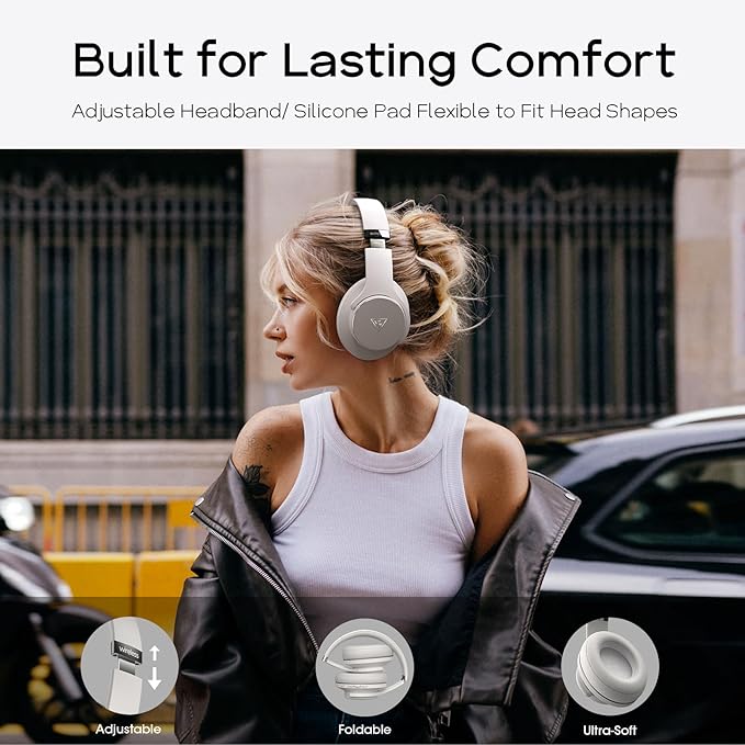 DOQAUS Bluetooth Headphones Over the Ear Wireless with 90H Playtime & 3 EQ Modes, HiFi Deep Bass, Premium Memory Foam & Mic for Travel, Home and Commuting