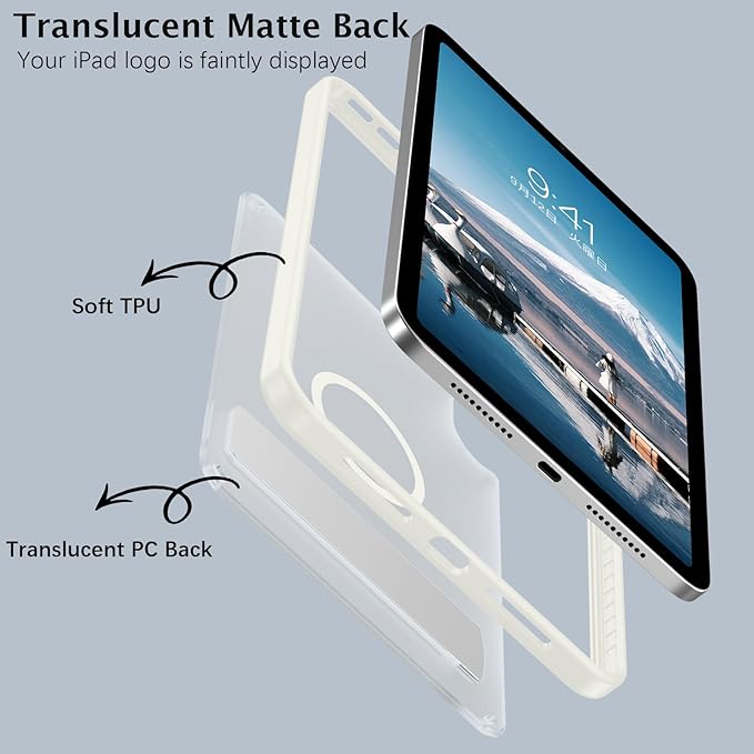 Telaso for iPad mini 7 A17 Pro 2024/iPad Mini 6 2021 Case, iPad mini 7th/6th Gen Magnetic Case with Invisible Portrait/Landscape Stand Translucent Matte Back Soft TPU Bumper Protective Cover, Stone