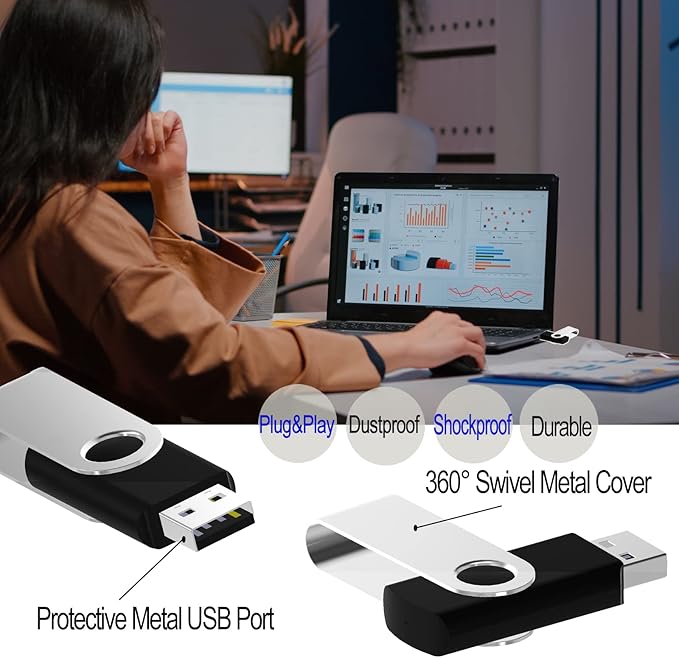 4GB USB Flash Drive, Flash Stick 4 GB 10 Pack Memory Stick JBOS Swivel Thumb Drives Gig Stick USB2.0 Pen Drive for Fold Digital Date Storage, Zip Drive, Jump Drive, Disk Key, USB Stick, Mixed Colors
