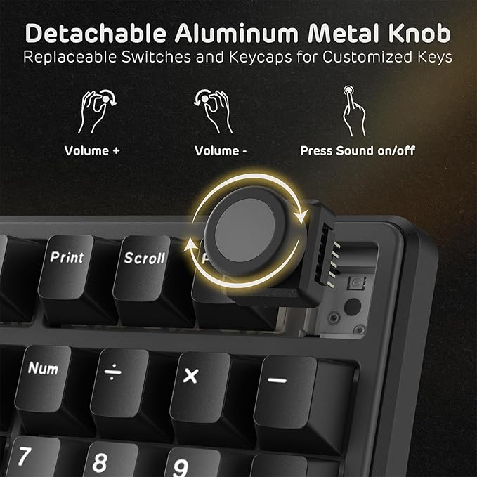 RK ROYAL KLUDGE X104 Full Size Mechanical Keyboard, Wired Creamy Gaming Keyboard with Number Pad and Knob,104 Keys Computer Keyboard Silent Switch,RGB Backlit,Online Software for Wins/Mac