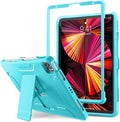 DTTO for iPad Pro 11 inch Case 2022(4th Gen)/2021(3rd Gen), [Screen Protector] Dual Layer Full Body Protection Cover with Pencil Holder, Also Fit iPad Pro 11'' 2020&2018/iPad Air 5/Air 4 - Cyan Blue