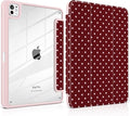 TWOLSKOO Case for iPad Pro 11-inch (M5 2025 / M4 2024), Clear Acrylic Back with TPU Bumper, Pencil Holder, Trifold Stand, Auto Sleep/Wake, Red Polka Dot