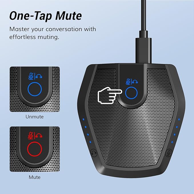 TONOR Conference Microphone with AI Noise Canceling, USB Mic for Teleconference, Condenser Mic for Work at Home, Volume Adjustment, Compatible with Windows and Mac, Desktop PC and Laptop, G11 PRO