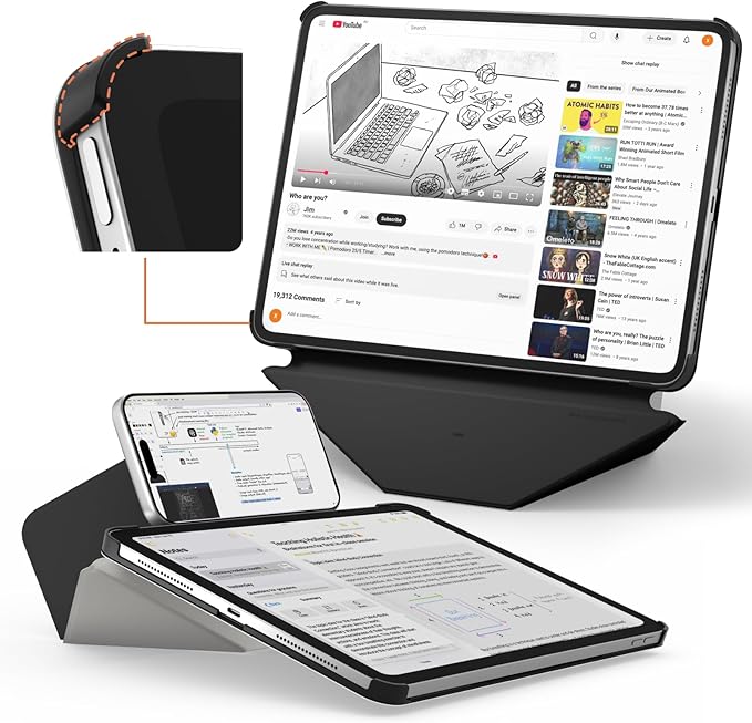 MOFT Dynamic Folio Case for iPad Pro 11" (M5 2025 / M4 2024)-[Reinforced Corner Protection] Stable Slim Magnetic Stand with 20+ Viewing Angles, Premium MOVAS Leather, Misty Cove x Jet Black